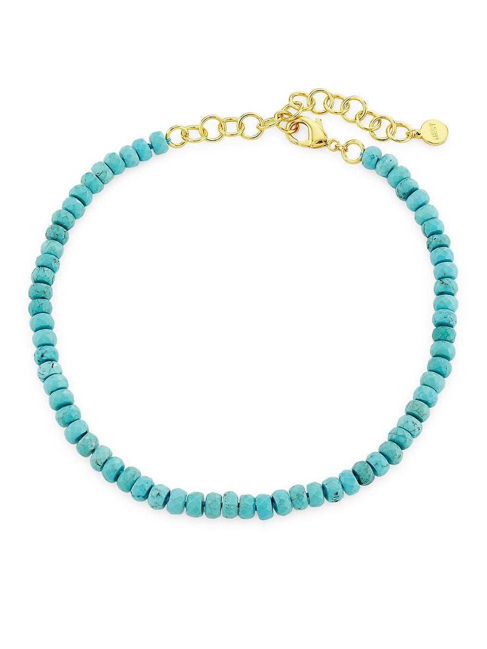 Womens 22K Gold-Plated & Turquoise Beaded Necklace Product Image