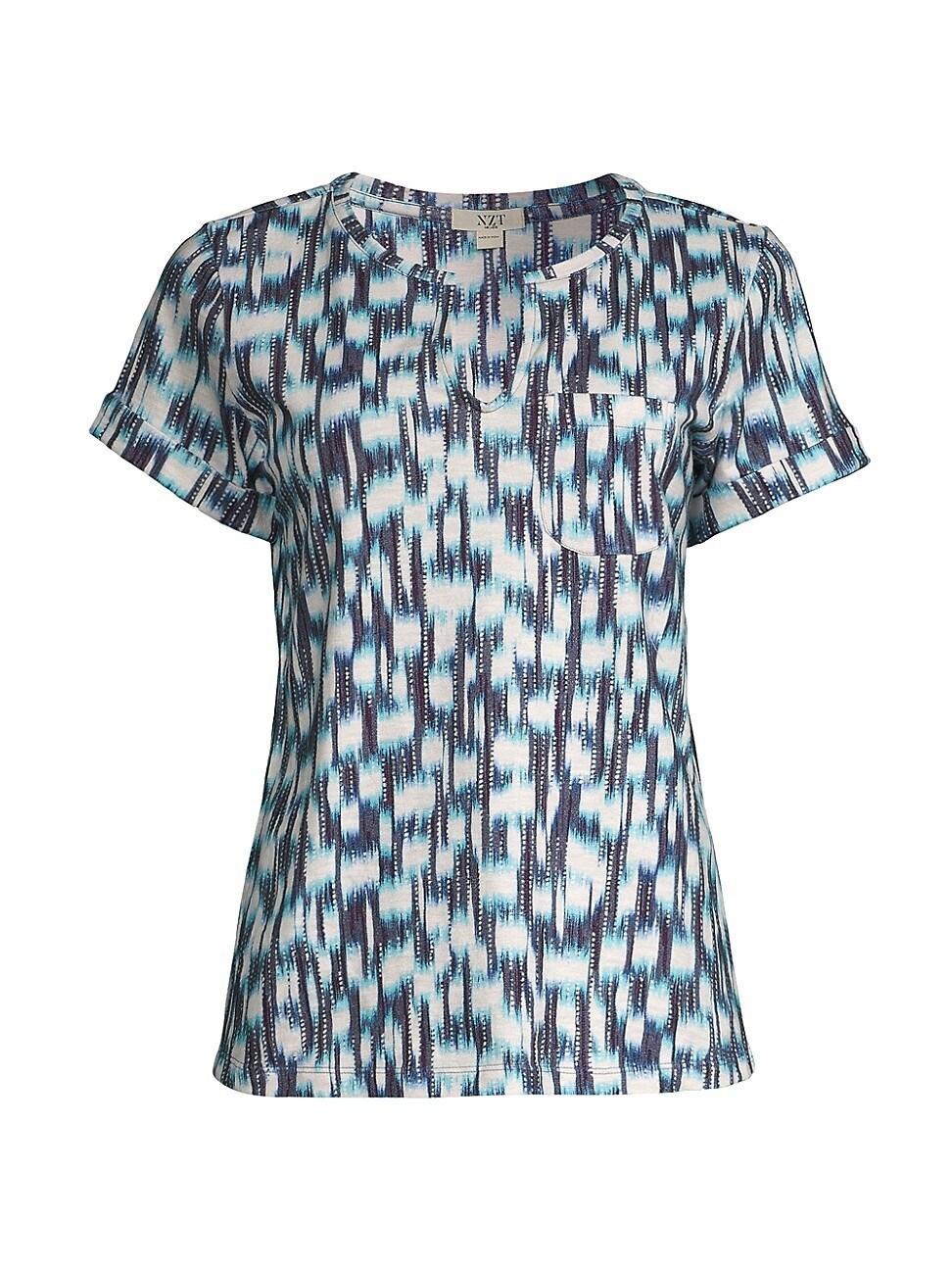 Womens Hazy Blues Split-Neck T-Shirt Product Image