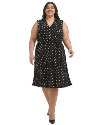 Plus Size Classic Dot Print Jersey Midi Dress product image