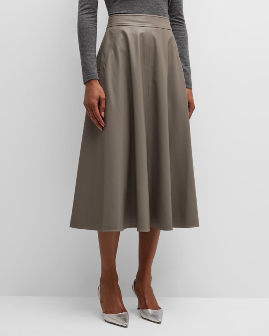 Lepanto A-Line Faux Leather Midi Skirt Product Image