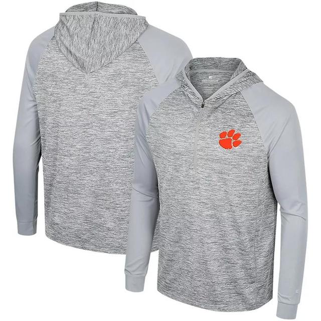 Mens Colosseum Gray Clemson Tigers Cybernetic Raglan Quarter-Zip Hooded Top Product Image