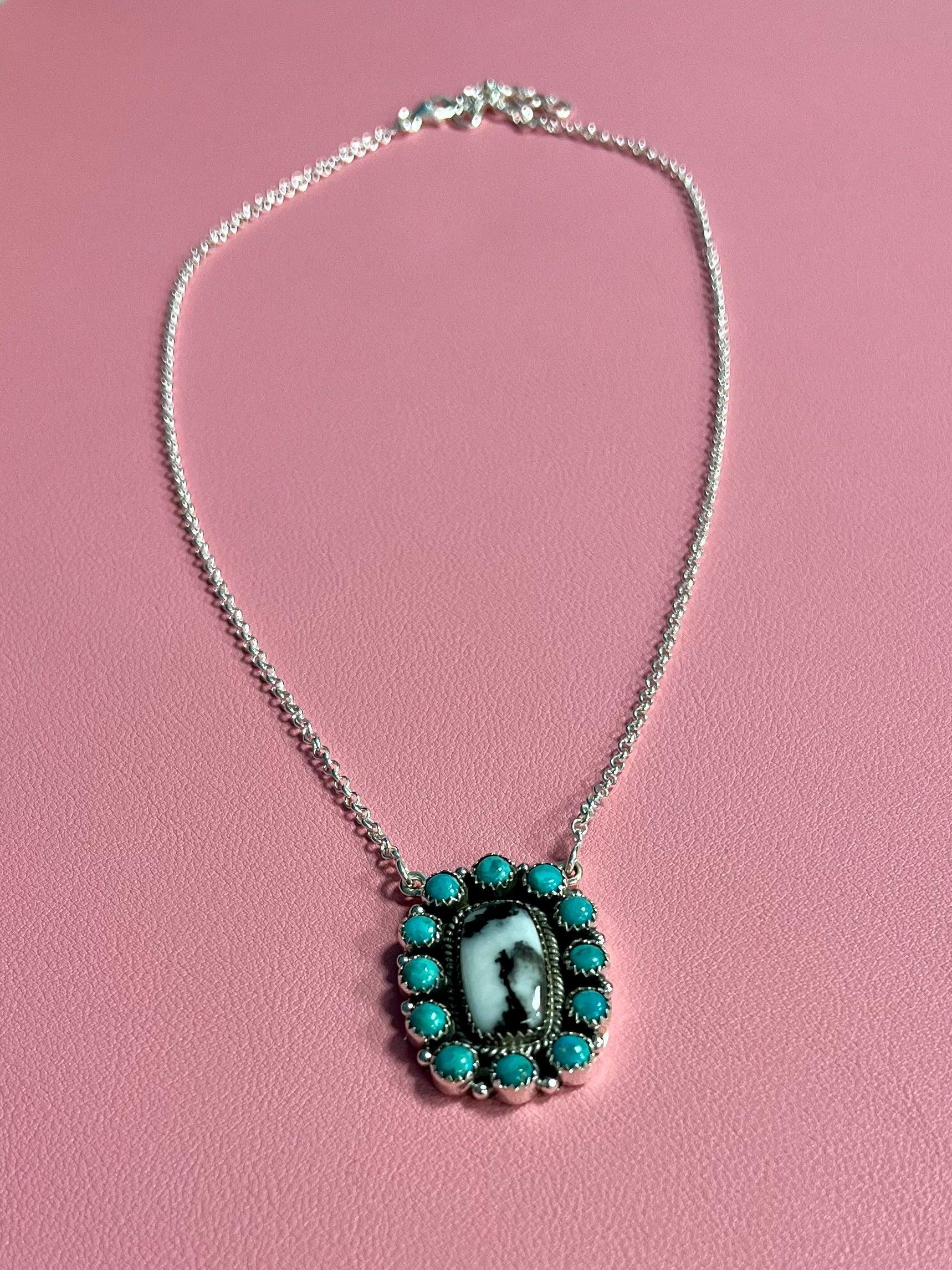 Turquoise Zebra Navajo Handcrafted Sterling Necklace Product Image