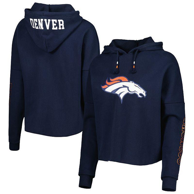 Womens New Era Denver Broncos Foil Sleeve Pullover Hoodie Blue product image