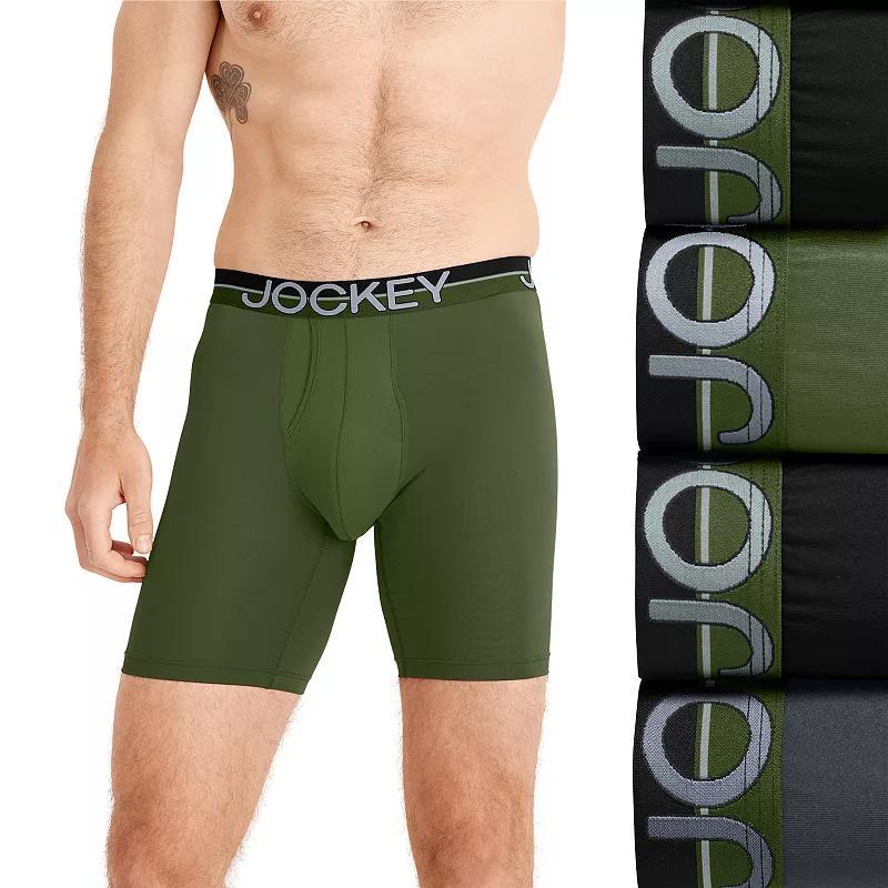 Jockey Infinite Cool Microfiber Stretch 8 Long Leg 4 Pack Boxer Briefs, Mens Blue Team Product Image