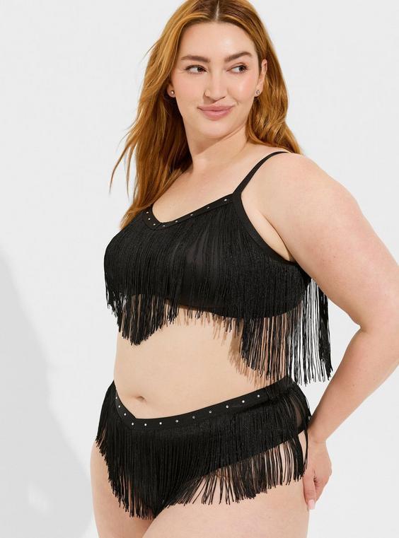 Glam Lurex Fringe V Waist Thong Product Image