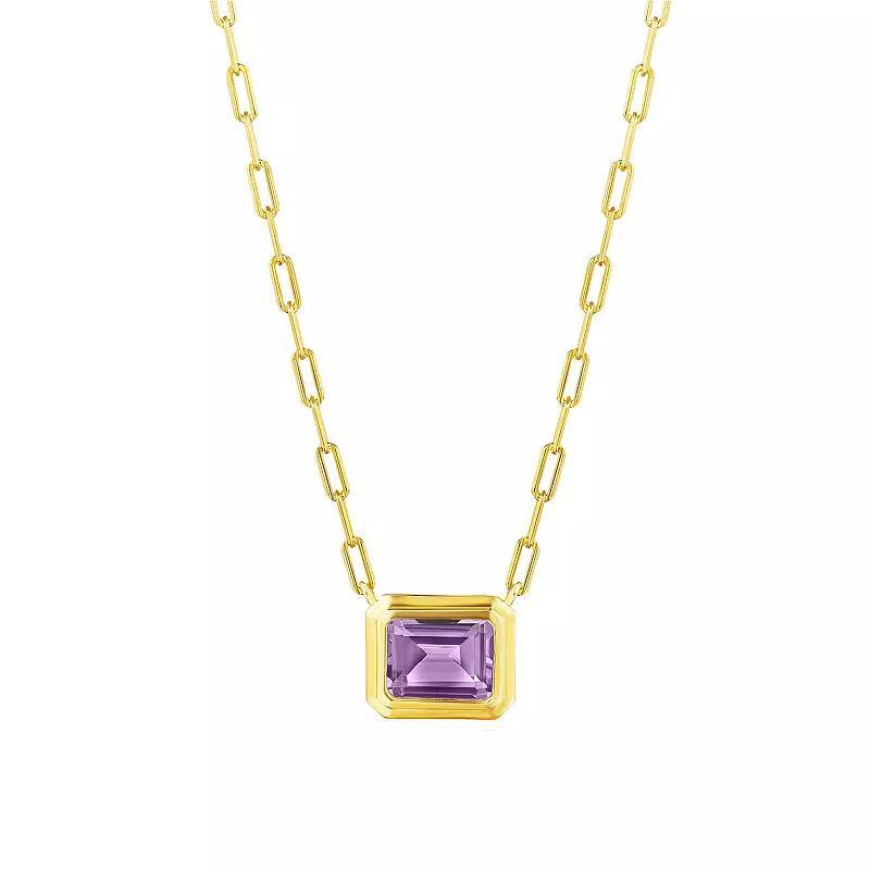 14k Gold Over Silver Amethyst Deco Necklace, Womens, Gold Tone Product Image