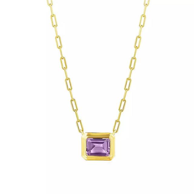 14k Gold Over Silver Amethyst Deco Necklace, Womens, Gold Tone Product Image