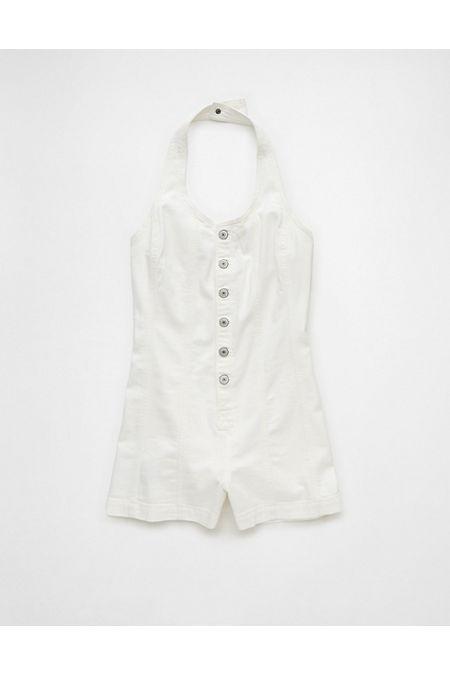 AE White Denim Button-Up Romper Women's product image