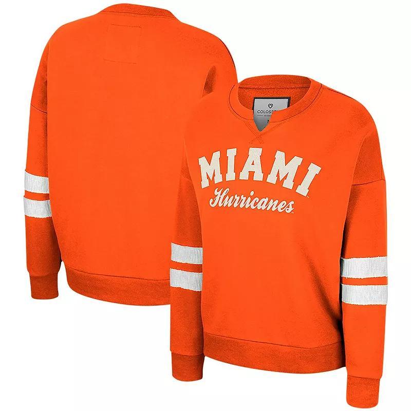 Womens Colosseum Miami Hurricanes Perfect DateNotch Neck Pullover Sweatshirt Product Image