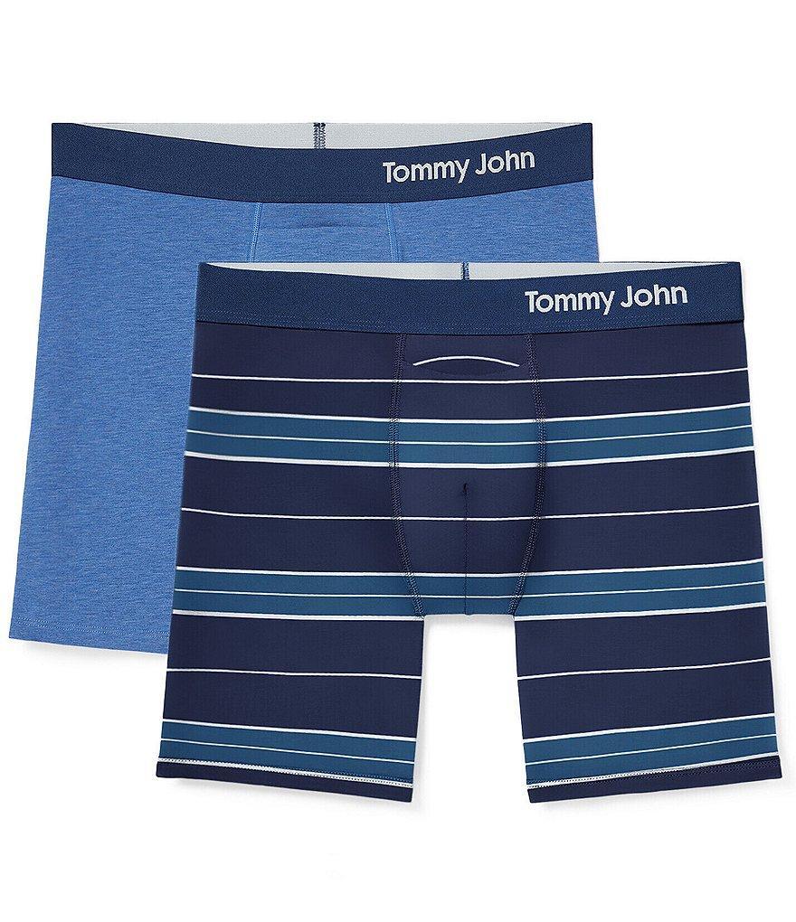 Tommy John Cool Cotton Striped And Solid 6#double; Inseam Boxer Briefs 2-Pack Product Image