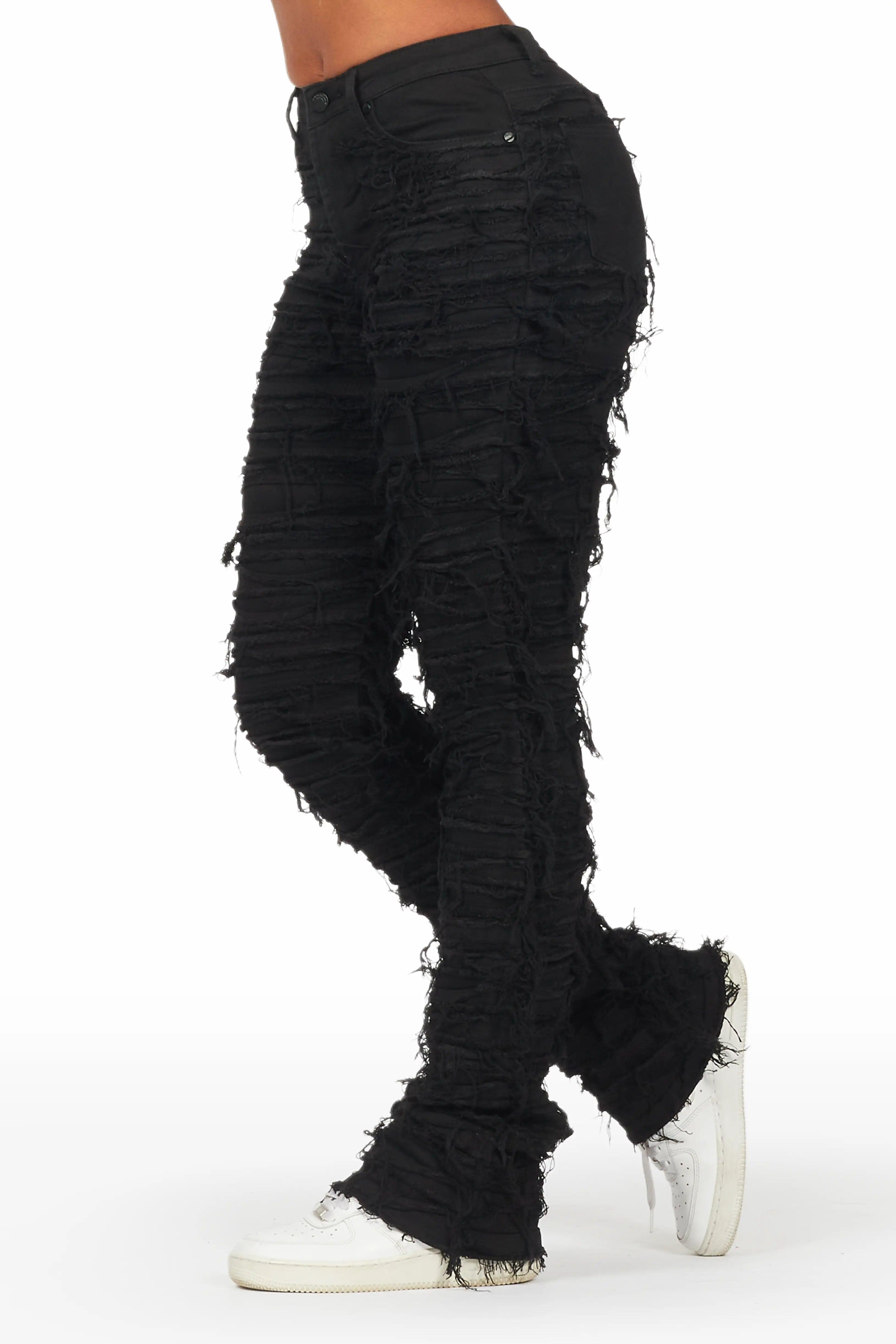 Melany Black Stacked Flared Jean Female Product Image