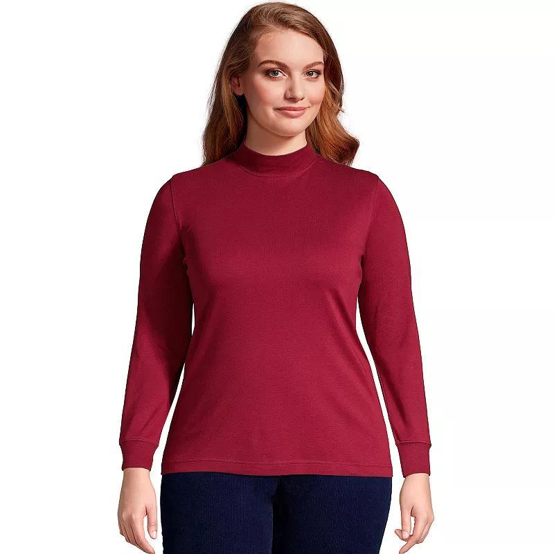 Plus Size Lands End Relaxed Mockneck Top, Womens Rich Brown Product Image