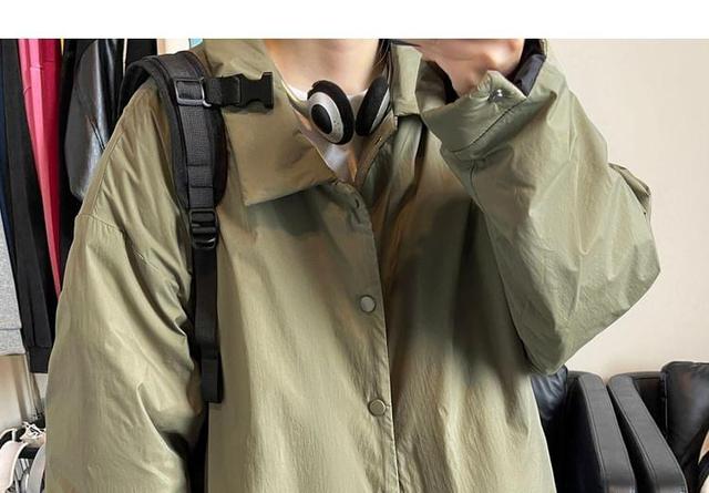 Hooded Padded Button-Up Jacket Product Image