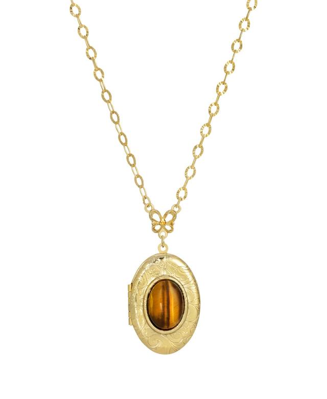 2028 Tiger Eye Oval Locket Necklace Product Image