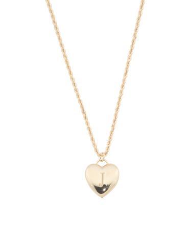 14K Engraved Initial Puffy Heart Necklace For Women Product Image