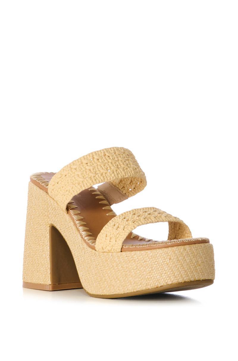 AZALEA WANG SUMMER FEELING TAN CROCHET SANDAL Product Image