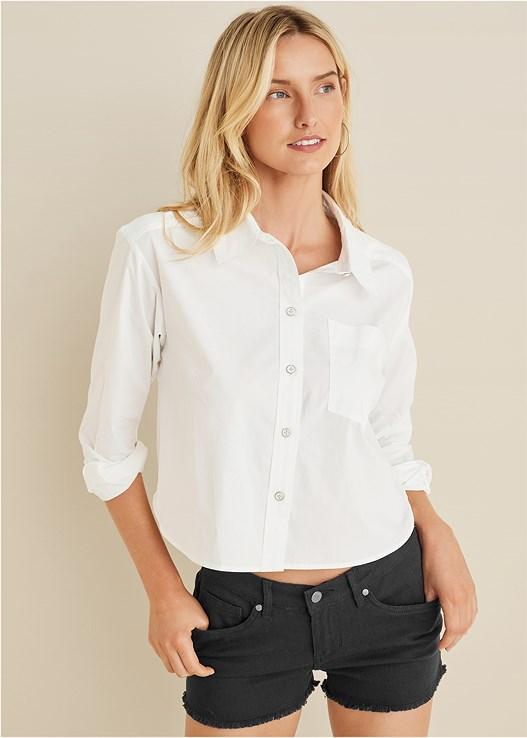 Cropped Button-Down Top Product Image