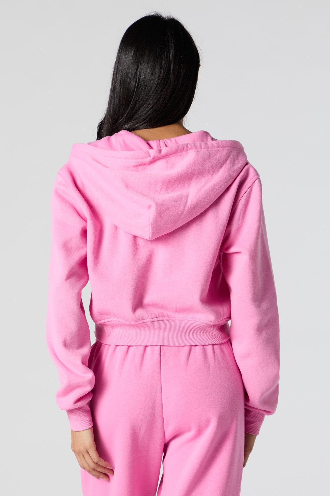 Fleece Zip-Up Cropped Hoodie Female Product Image