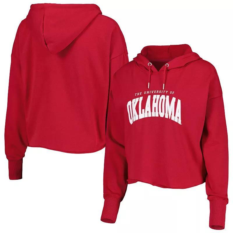 Womens ZooZatz Crimson Oklahoma Sooners Core University Cropped French Terry Pullover Hoodie Product Image