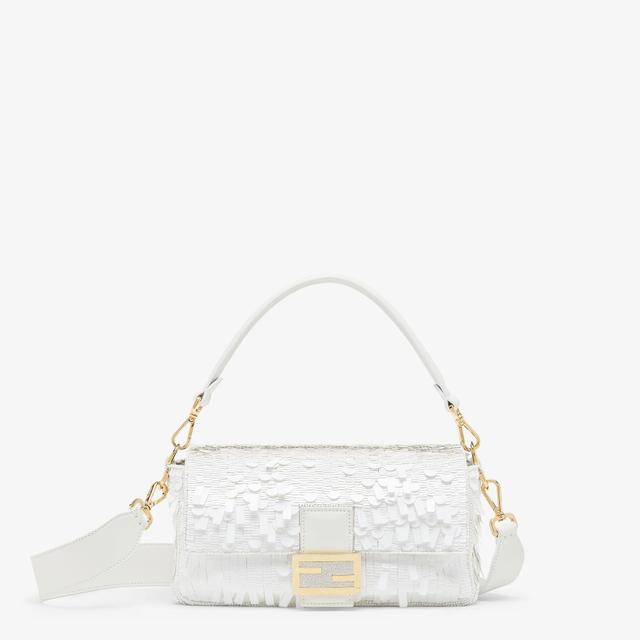 BaguetteWhite sequin and leather bag Product Image