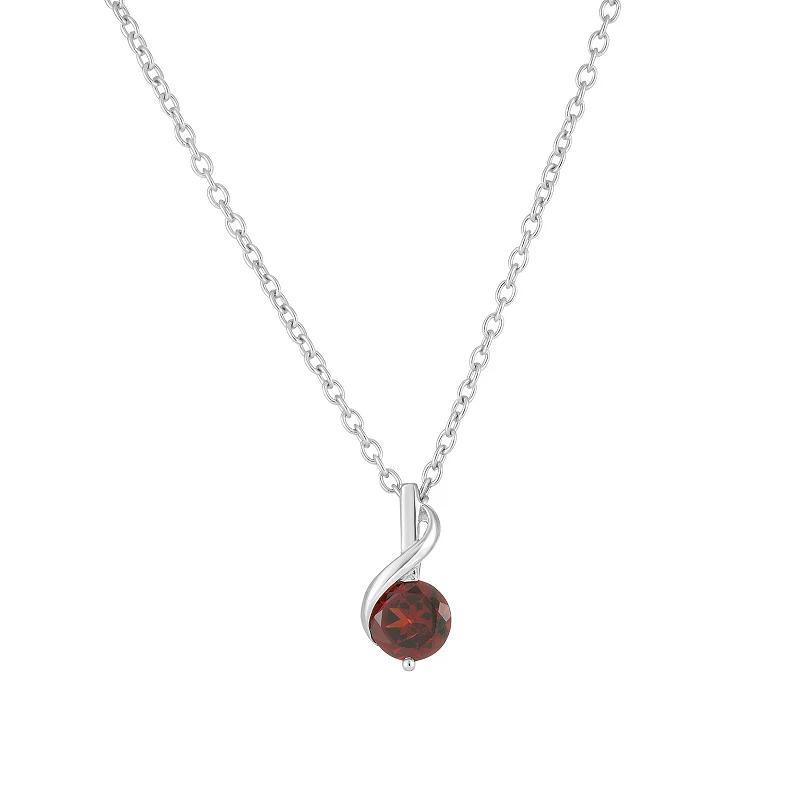 Sterling Silver Garnet Pendant Necklace, Womens Product Image