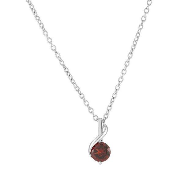 Sterling Silver Garnet Pendant Necklace, Womens Product Image