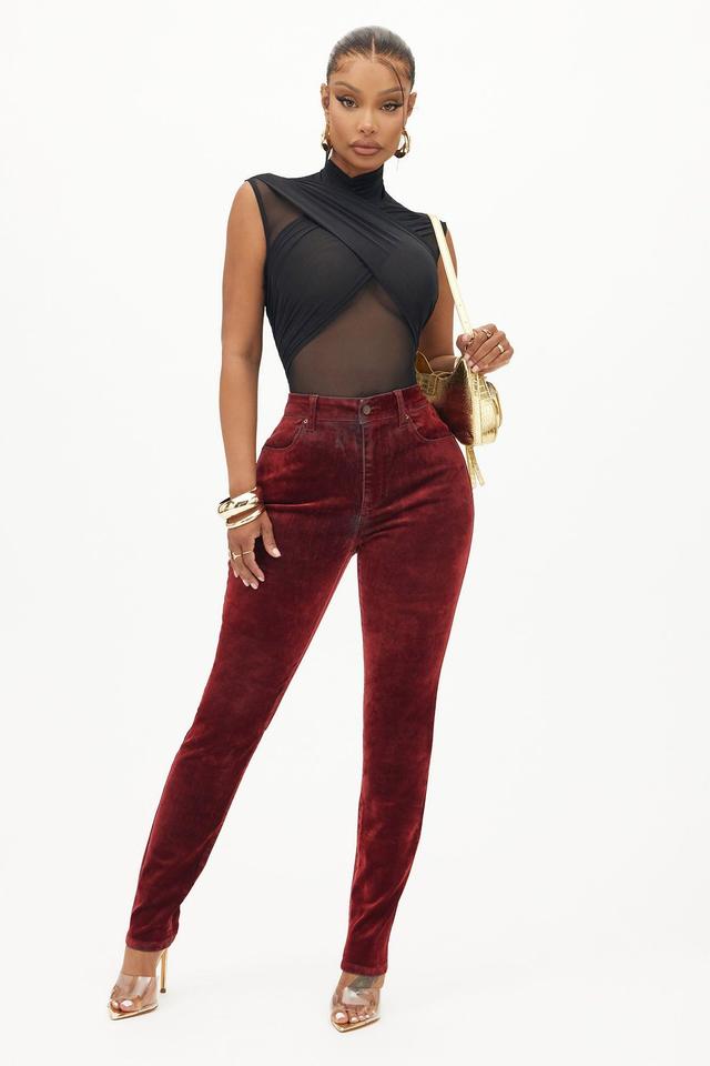 Feeling Fine Flocked Stretch Skinny Jeans - Red Product Image