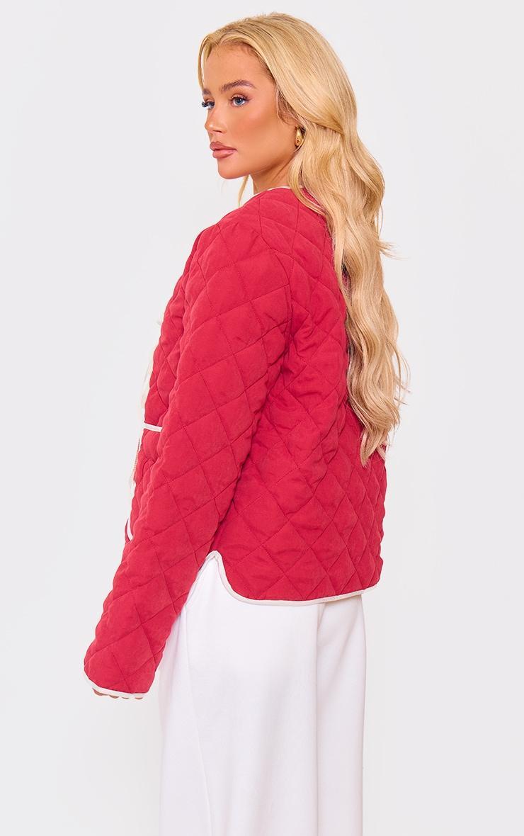 Red Quilted Stitch Detail Lightweight Jacket Product Image