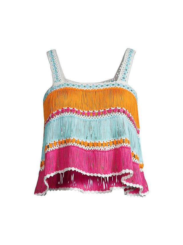 Womens Colorblocked Hand-Crocheted Halter Top Product Image