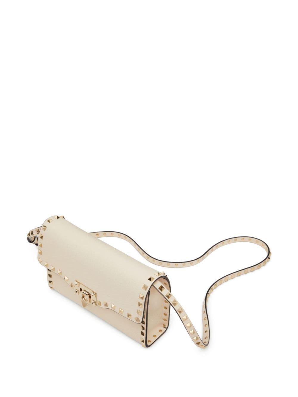 Rockstud Small Leather Shoulder Bag In Nude & Neutrals Product Image