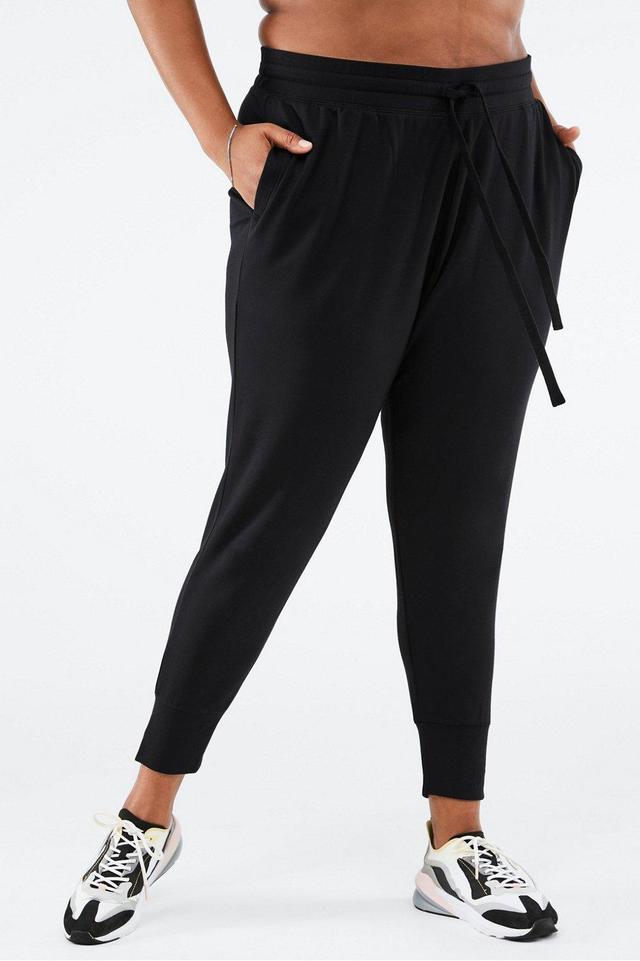 Fabletics Luxe Terry Jogger Womens black plus Size 4X Product Image