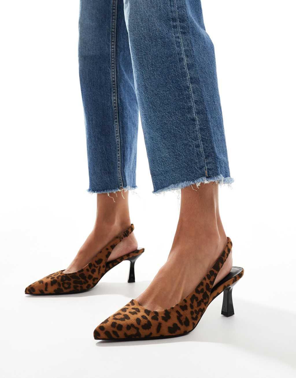 Yours sling back pumps in leopard Product Image