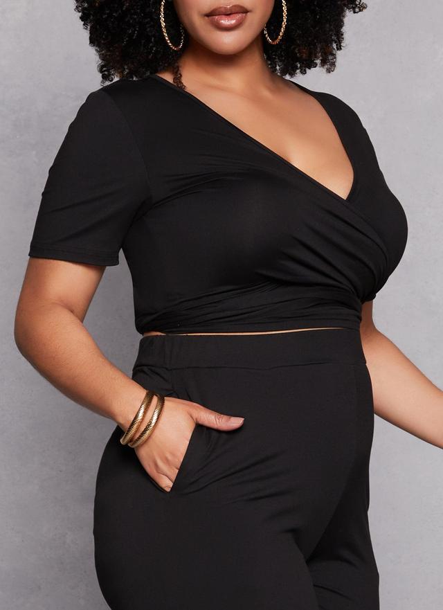 Womens Plus Size Cropped Wrap Top Product Image