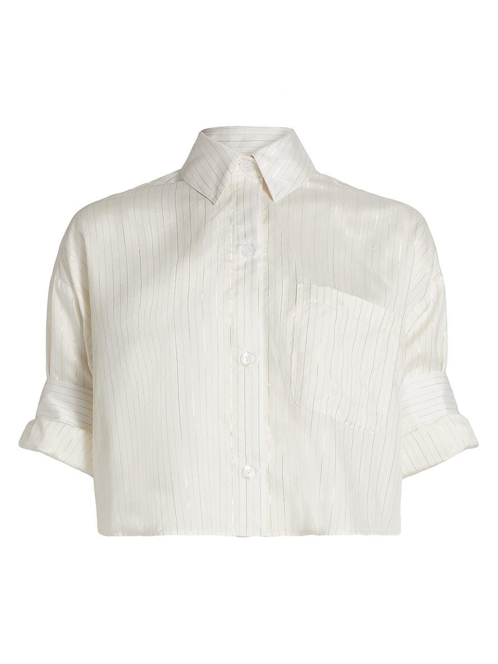 Womens Next Ex Pinstripe Silk Crop Shirt Product Image