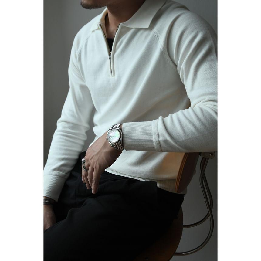 Plain Half-Zip Polo Sweater Product Image