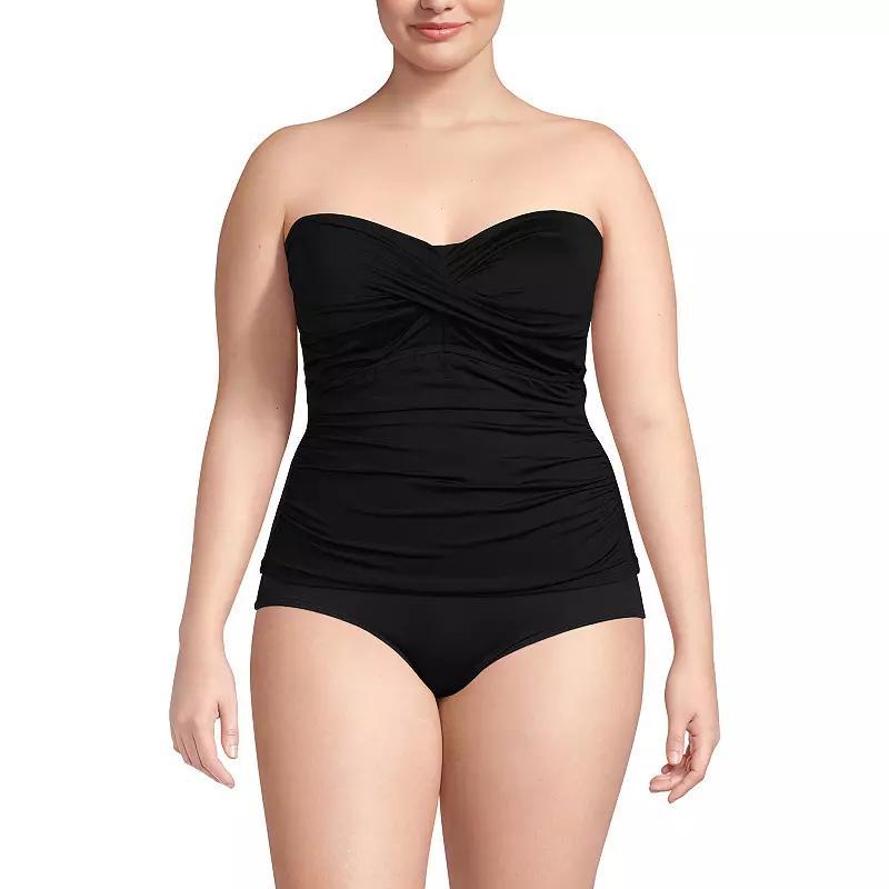 Plus Size Lands End Chlorine Resistant Bandeau Tankini Swimsuit Top, Womens Product Image