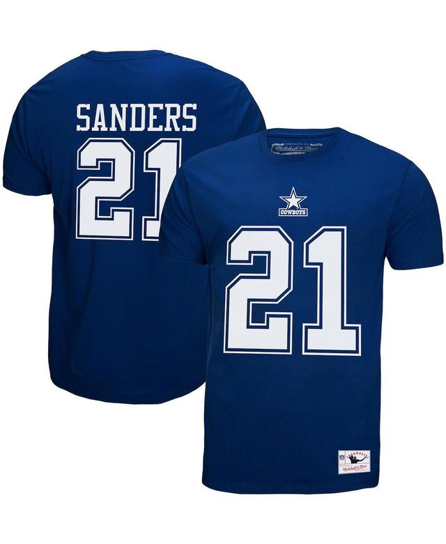 Mens Mitchell & Ness Deion Sanders Royal Dallas Cowboys Retired Player Logo Name and Number T-shirt Product Image