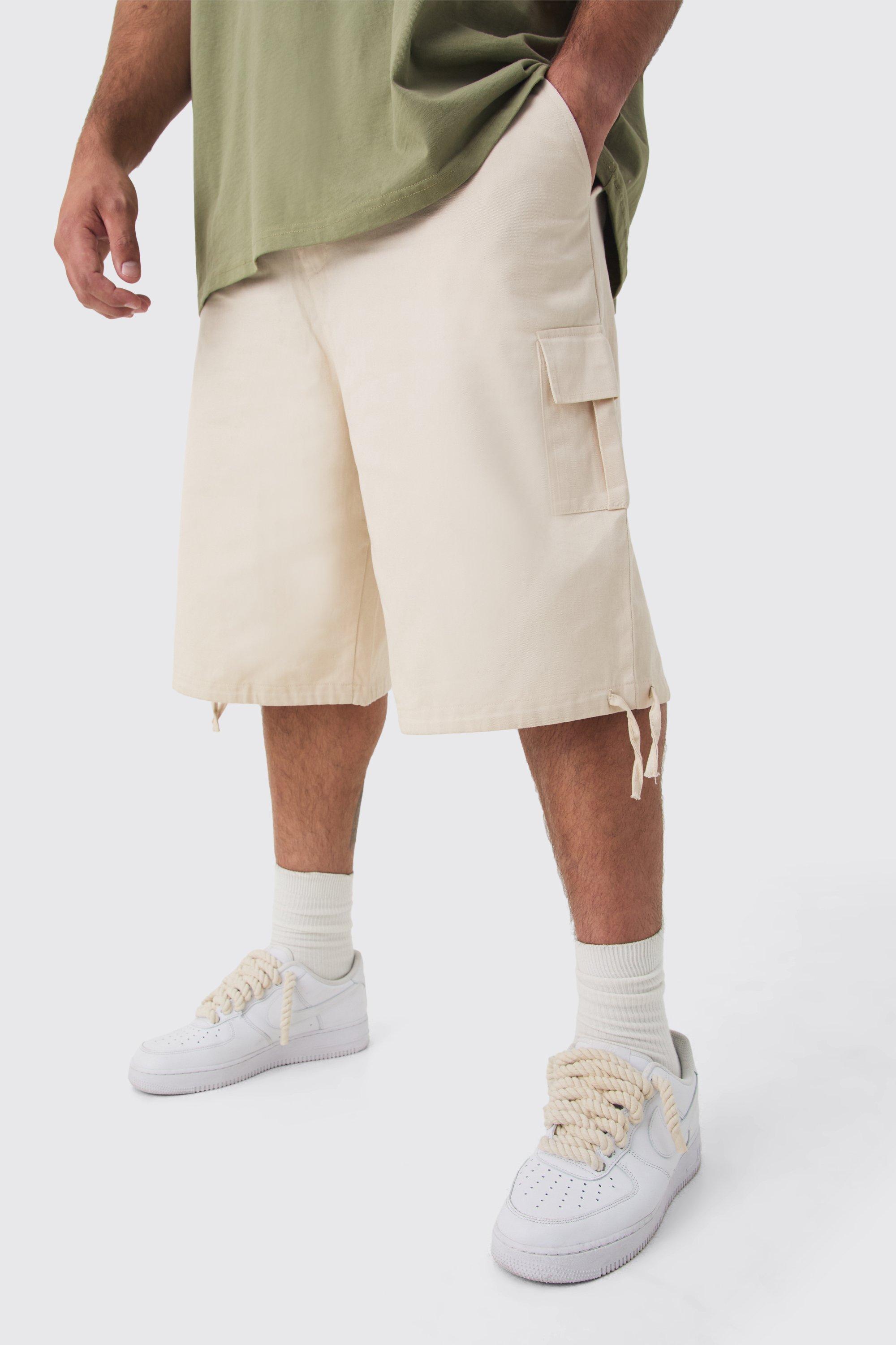 Plus Fixed Waistband Twill Cargo Jort | boohooMAN USA Product Image