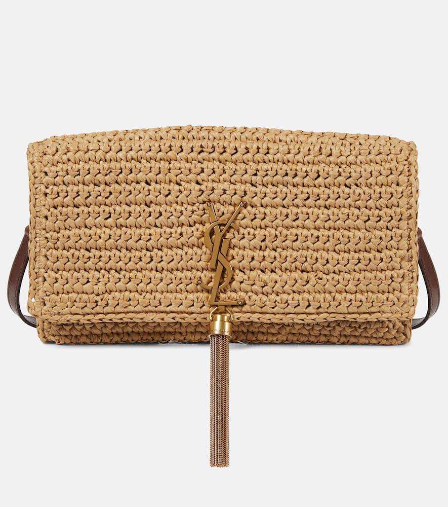 SAINT LAURENT Kate 99 Raffia Shoulder Bag In Beige Product Image