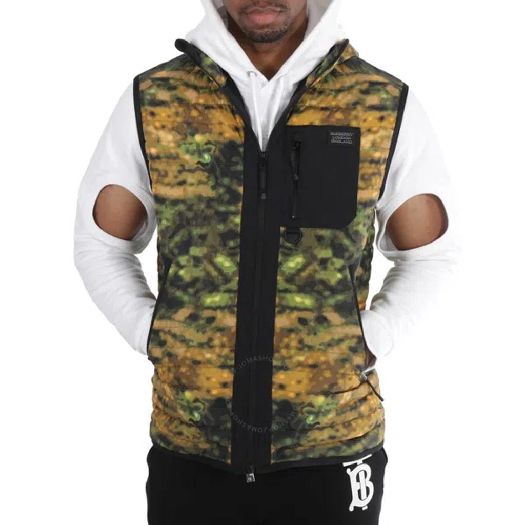 Dark Fern Green Camouflage Print Puffer Gilet Product Image