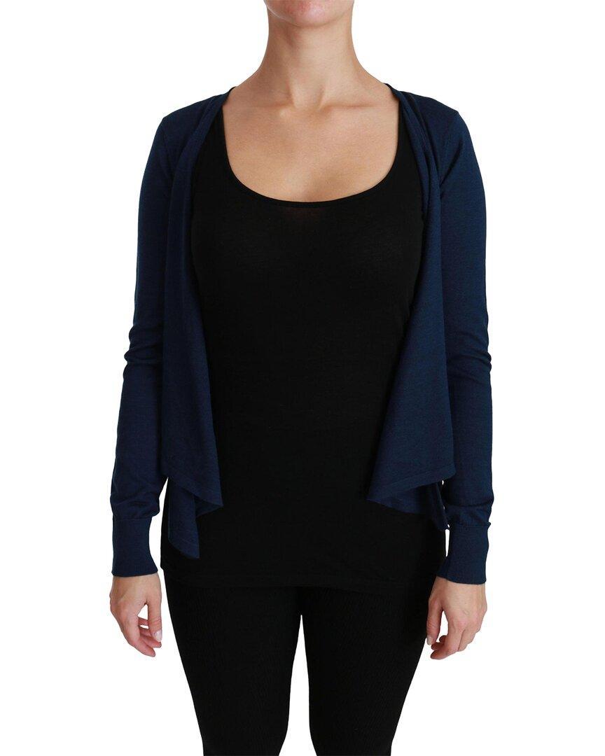 Blue Long Sleeve Cardigan Vest Cas In Black Product Image