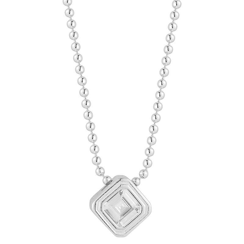 Sunkissed Sterling Cubic Zirconia Pendant Necklace, Womens Silver Tone Product Image