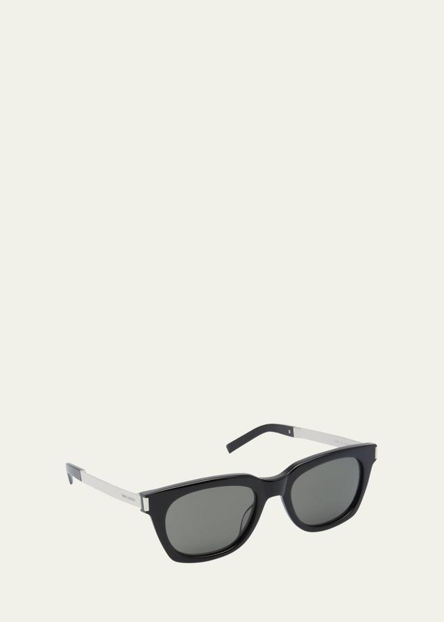 Saint Laurent Men's Square Acetate Sunglasses  - BLACK Product Image