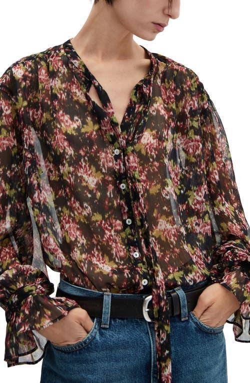 MANGO - Bow printed blouse blackWomen Product Image