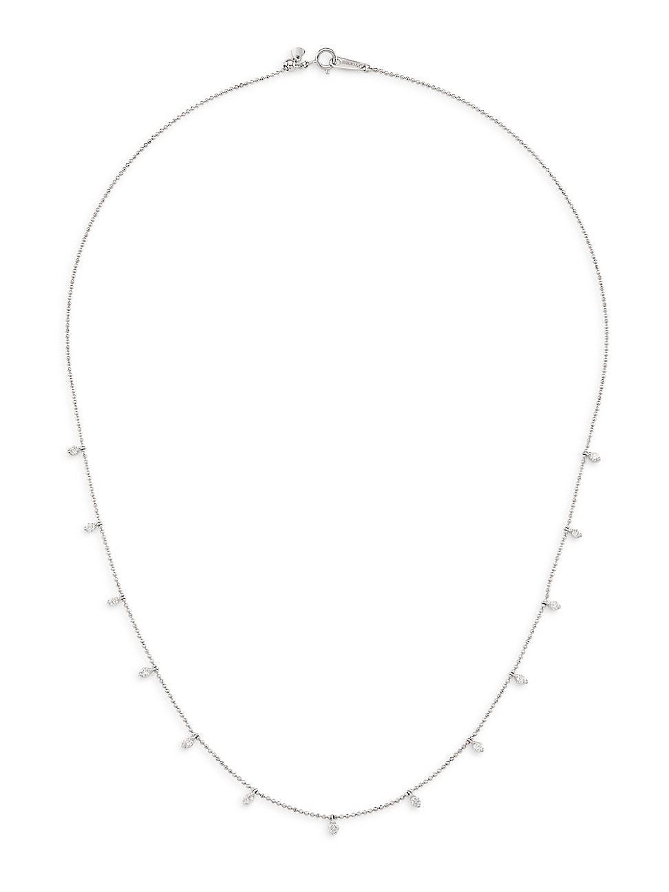 Womens 14K White Gold & 0.50 TCW Diamond Station Necklace Product Image