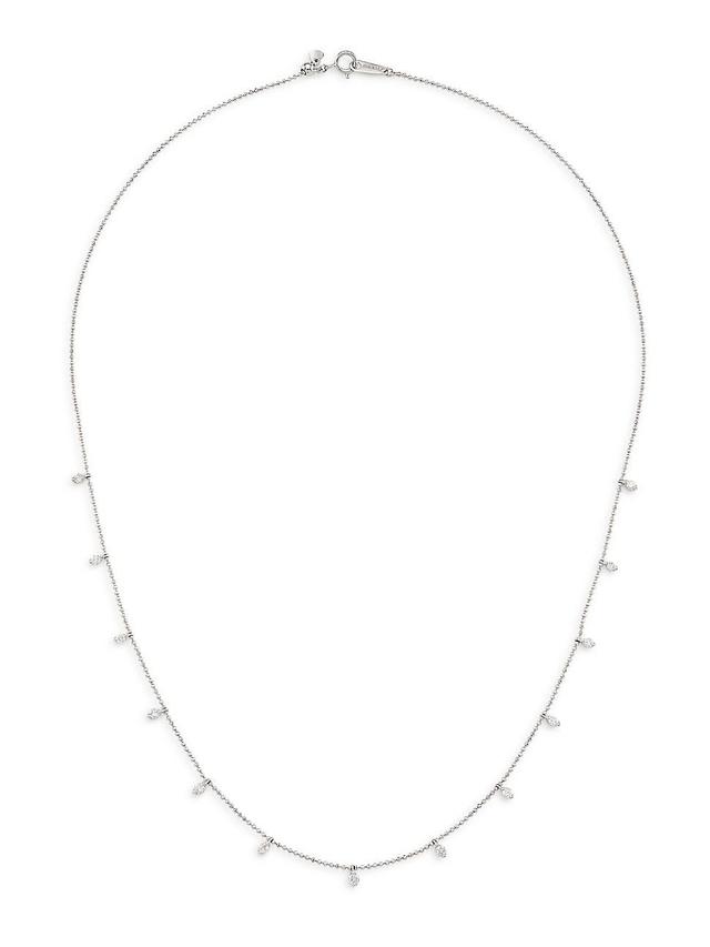 Womens 14K White Gold & 0.50 TCW Diamond Station Necklace Product Image