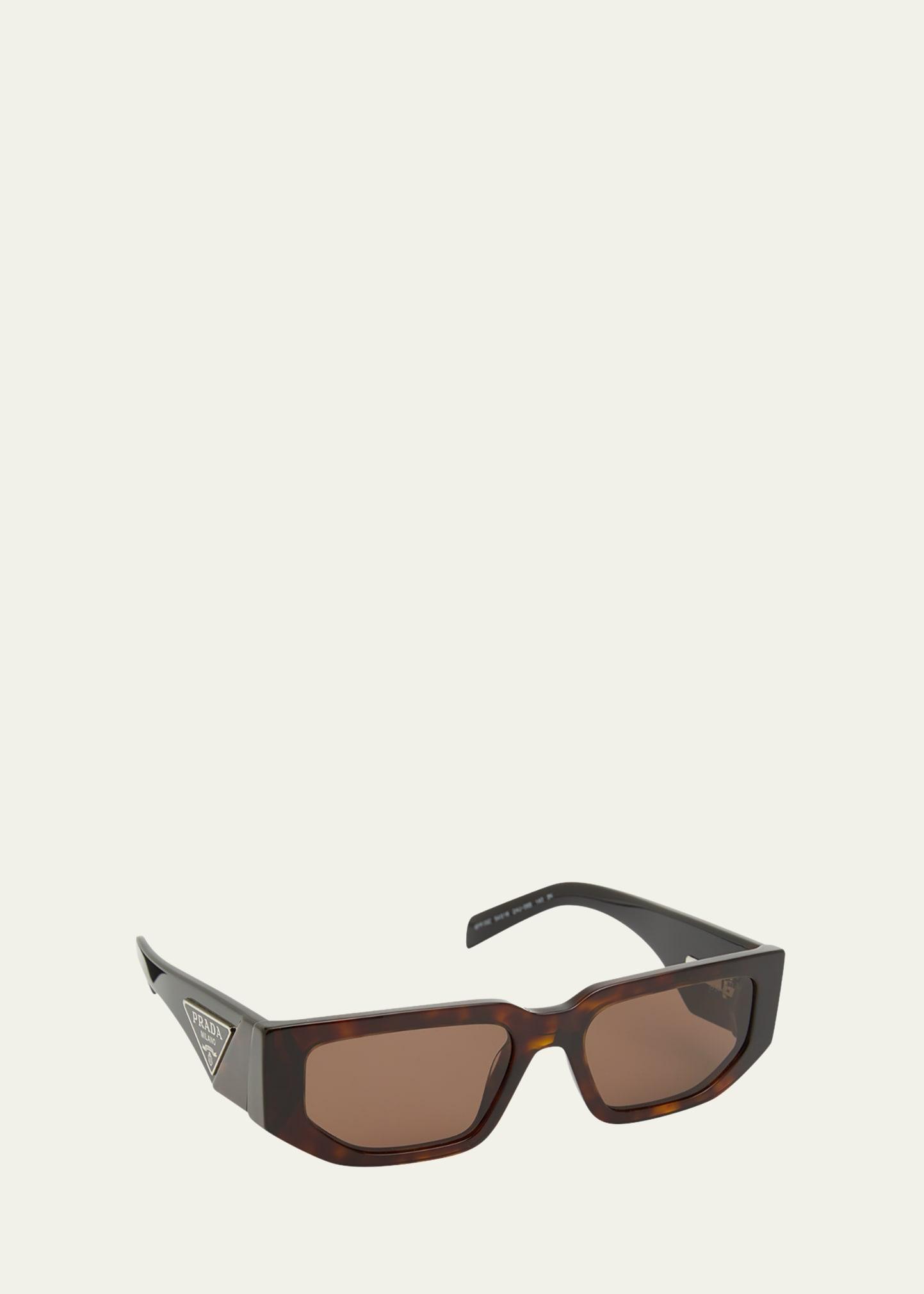 Prada Men's Triangle Logo Bicolor Rectangle Sunglasses - TORTOISE Product Image