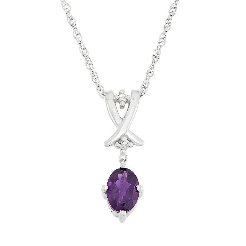 Jewelexcess Amethyst & Diamond Accent Sterling Silver Pendant Necklace, Womens Purple Product Image