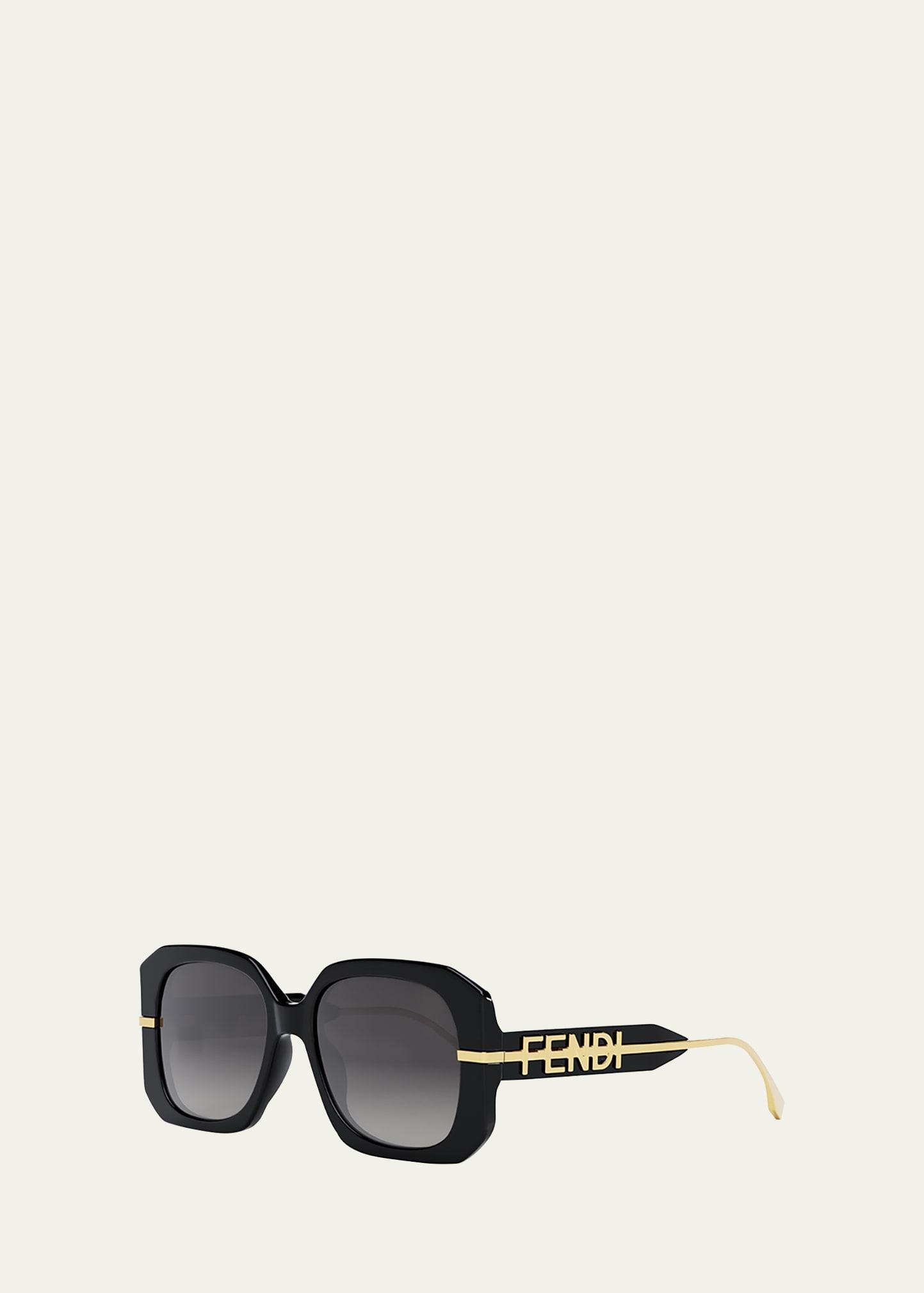 Oversized Logo Square Acetate & Metal Sunglasses Product Image