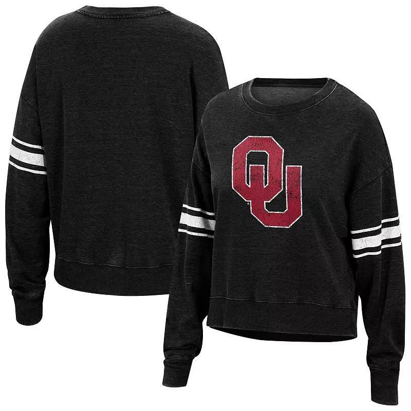 Womens Top of the World Oklahoma Sooners Camden Sleeve Stripe Washed Pullover Sweatshirt product image